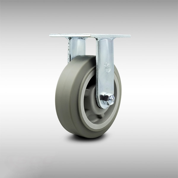 6 Inch Stainless Steel Thermoplastic Rubber Wheel Rigid Caster with Ball Bearing